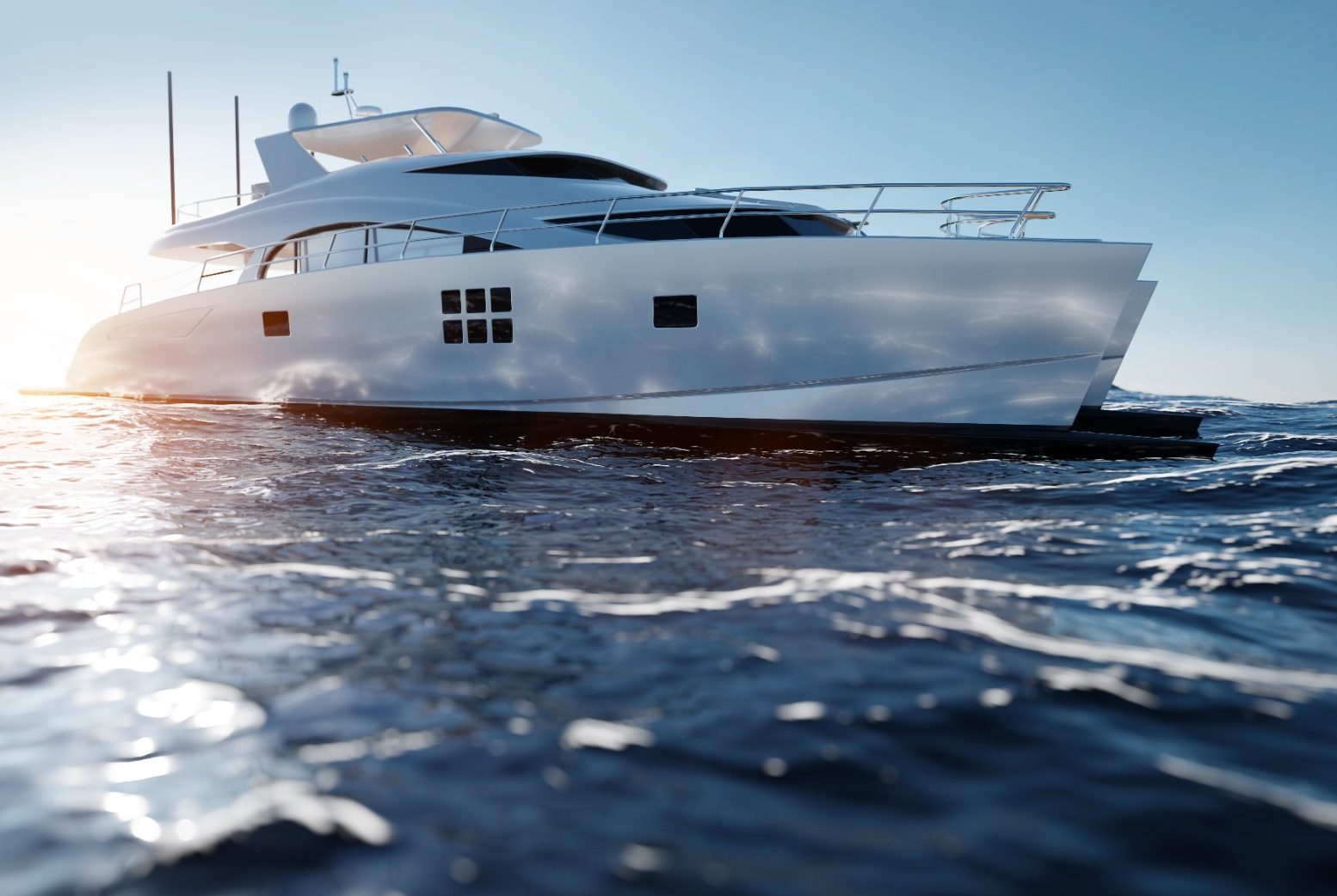 VAT compliance in the superyacht industry Luxury superyacht sailing at sea, representing VAT regulations and tax clarity in the maritime sector